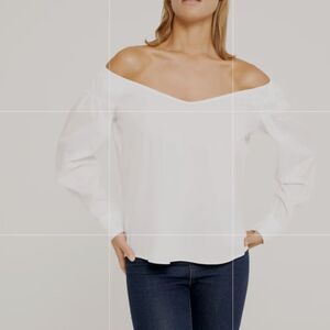 Harshman White Cotton Off The Shoulder Top(Size Large)